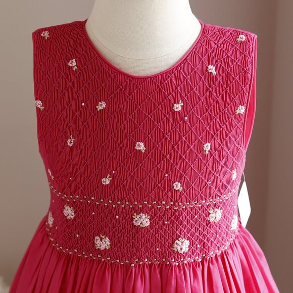 Smocked Pink Dress Size 6x Luli & Me Embroidery Vacation Party Spring Summer NWT - Picture 5 of 9